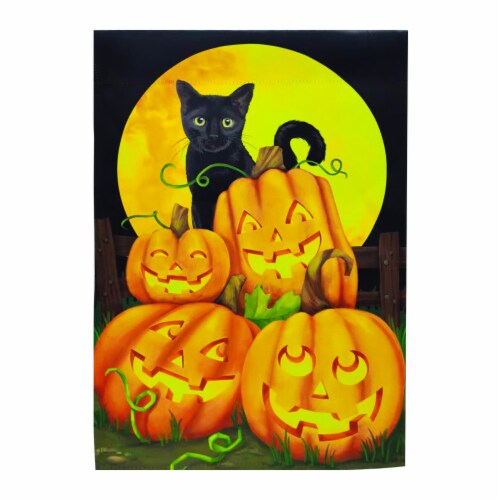 Holiday Home Halloween Cat Suede Garden Flag Perspective: front