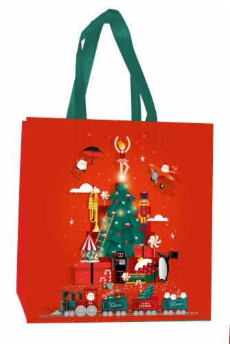 Holiday Home Christmas Tree Reusable Tote - Orange/Green Perspective: front