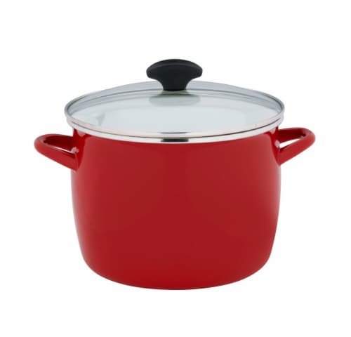Dash of That Steel Stock Pot with Lid - Red Perspective: front