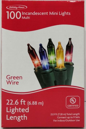 Holiday Home Indoor Outdoor Multi Incandescent Mini Christmas Lights - Green Wire Perspective: front