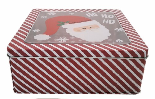 Holiday Home Large Square Santa Tin Perspective: front