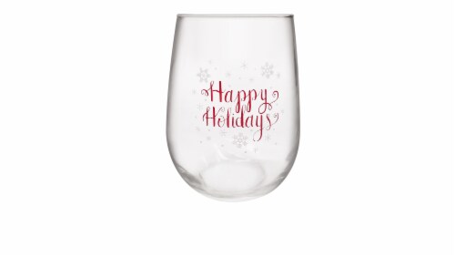 Holiday Home Christmas Cheer Stemless Wine Glass Perspective: front