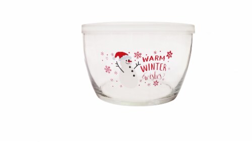 Holiday Home Snowflake Glass Bowl with Lid Perspective: front