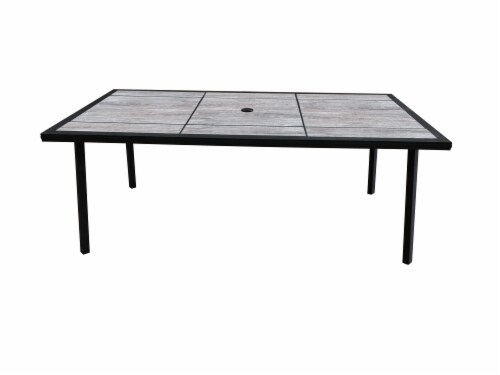 HD Designs Outdoors Patio Furniture Greyson Rectangular Big Tile Top Dining Table Perspective: front