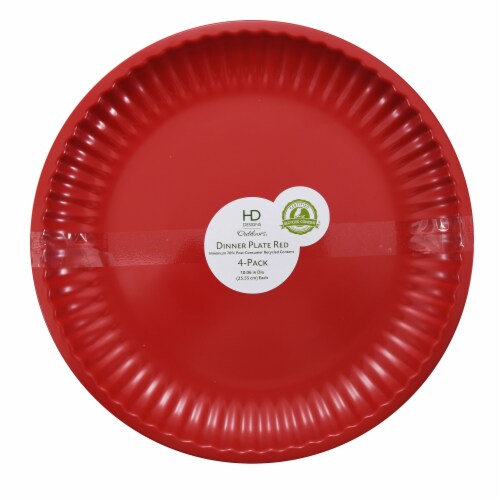 HDO Recycled Paper Dinner Plates - 4 Pack - Red Perspective: front