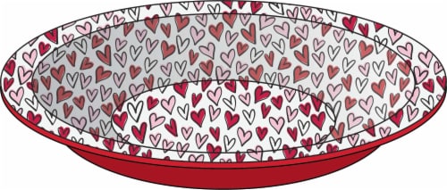 Holiday Home Little Hearts Shallow Tin Bowl - White/Red Perspective: front