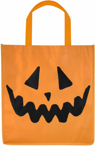 Holiday Home® Jack-O'-Lantern Reflective Treat Bag - Orange/Black Perspective: front