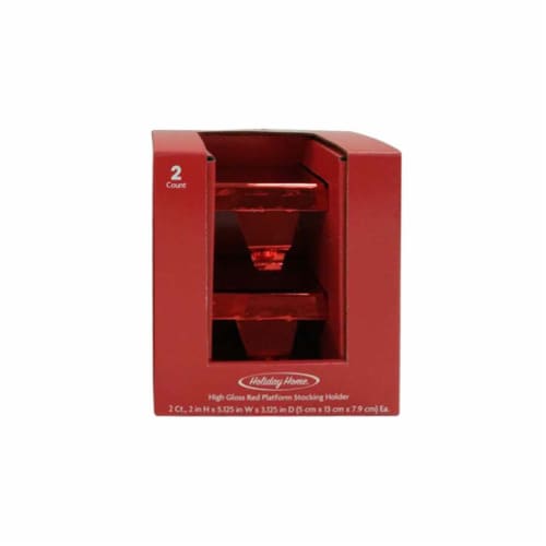 Holiday Home® High Gloss Red Platform Christmas Stocking Holders Perspective: front