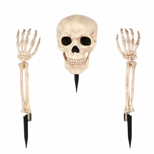 Holiday Home Buried Skeleton Yard Stakes - White Perspective: front