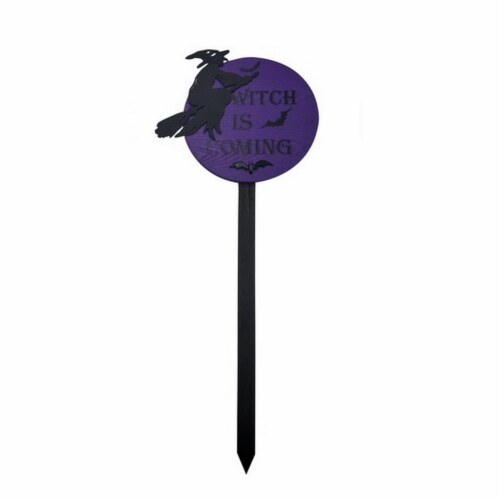Holiday Home Witch Yard Stake - Black/Purple Perspective: front