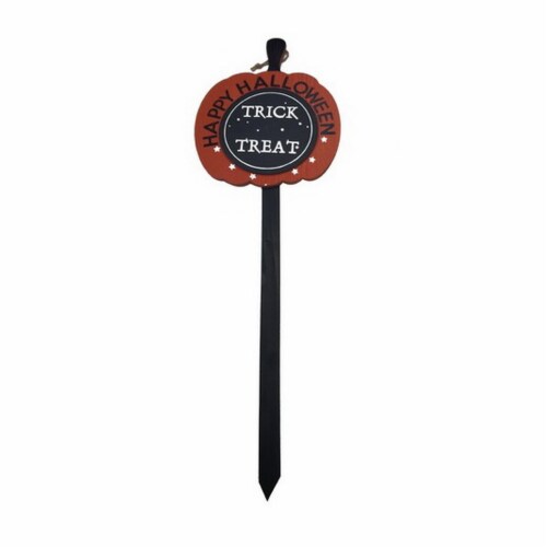 Holiday Home Trick or Treat Yard Stake - Black/Orange Perspective: front