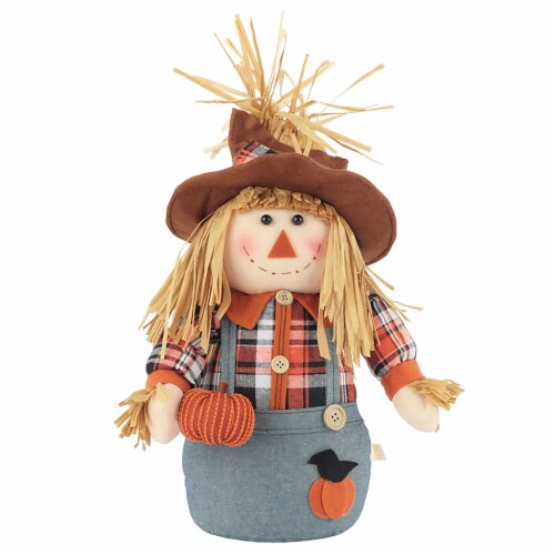 Holiday Home Fabric Scarecrow with Pumpkin Perspective: front