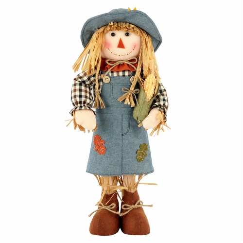 Holiday Home Fabric Scarecrow with Corn Decor Perspective: front