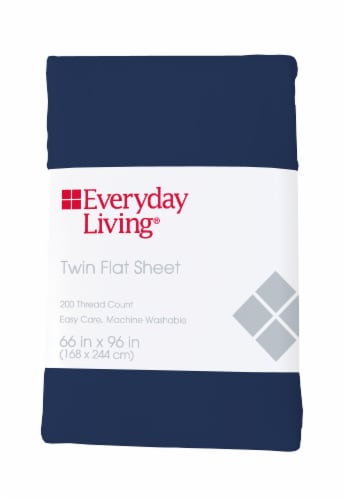 Everyday Living® Cotton/Polyester 200 Thread Count Flat Sheet - Estate Blue Perspective: front