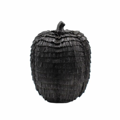 Holiday Home Fuzzy Halloween Pumpkin Decor - Black Perspective: front