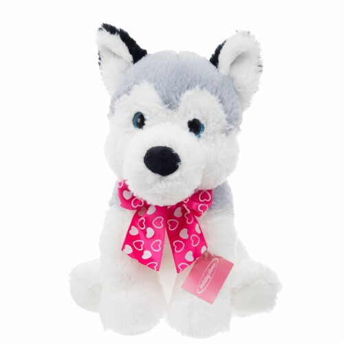 Holiday Home Husky with Heart Patterned Bow Perspective: front