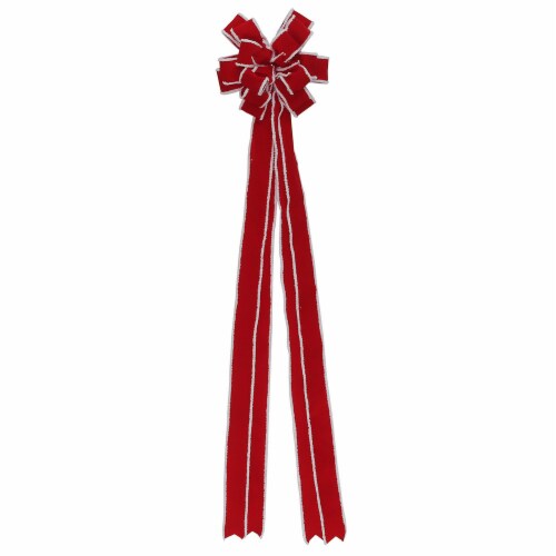 Holiday Home Velvet Bow Tree Topper - Red Perspective: front
