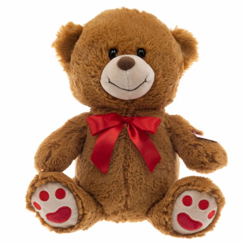 Holiday Home Brown Bear with Red Ribbon Perspective: front