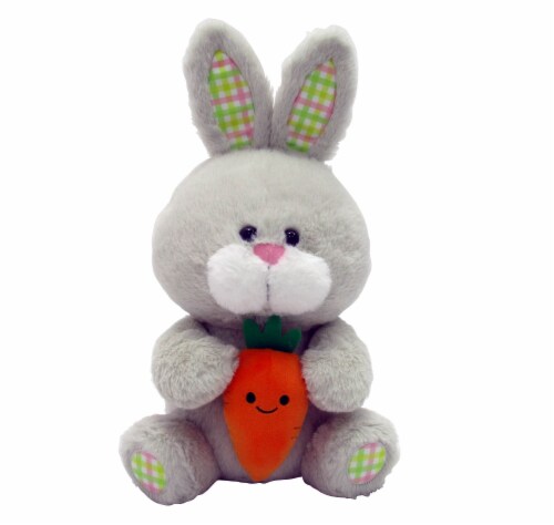 Holiday Home 12" Bunny Holding Carrot Plush Perspective: front