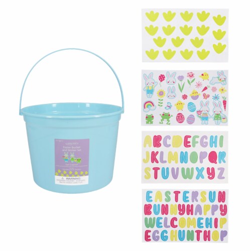 Holiday Home Blue Easter Bucket + Stickers Perspective: front