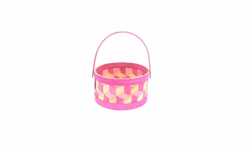 Holiday Home Square Weave Easter Basket - Pink Perspective: front
