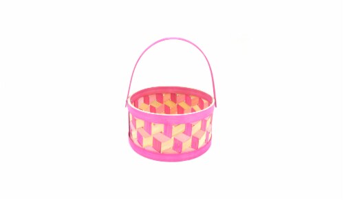 Holiday Home Square Weave Easter Basket - Pink Perspective: front