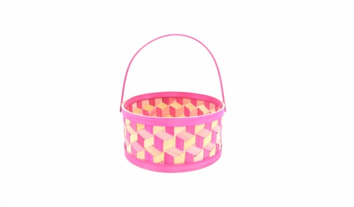Holiday Home Square Weave Easter Basket - Pink Perspective: front