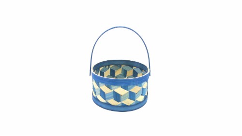 Holiday Home Square Weave Easter Basket - Blue Perspective: front