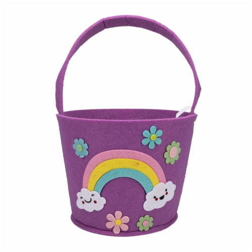 Holiday Home Purple Rainbow Felt Basket Perspective: front