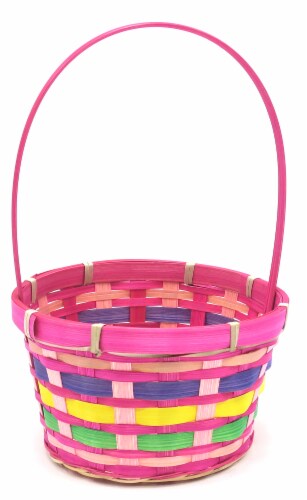Holiday Home Wide Weave Bamboo Basket - Pink Perspective: front