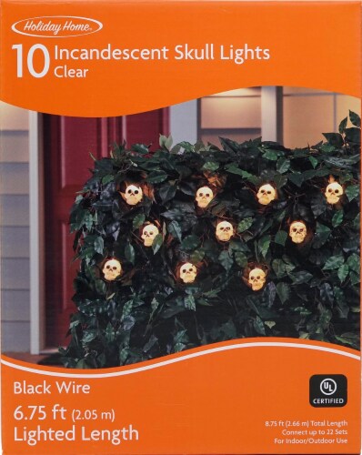 Holiday Home® 10 Incandescent Skull Lights - Clear Perspective: front