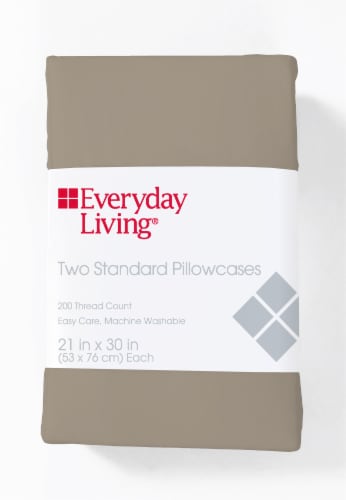 Everyday Living Cotton/Polyester 200 Thread Count Pillow Cases - Cobblestone Perspective: front
