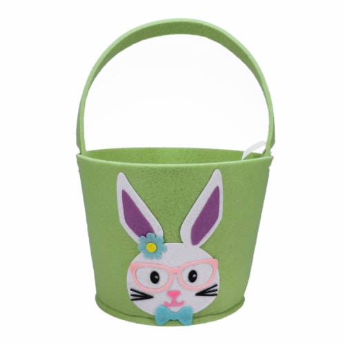 Holiday Home Felt Bunny Basket - Green Perspective: front