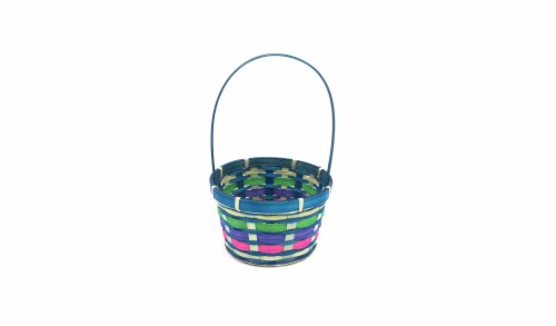 Holiday Home Wide Weave Bamboo Basket - Blue Perspective: front