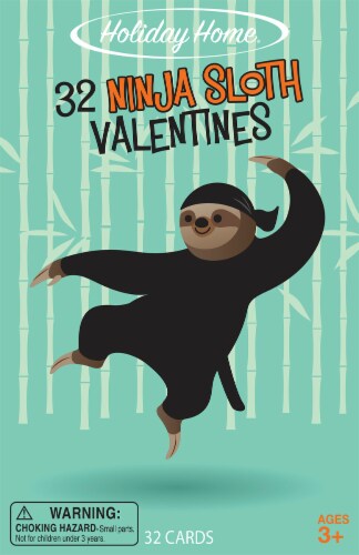 Holiday Home® Ninja Sloth Valentine's Exchange Cards Perspective: front