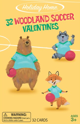 Holiday Home® Woodland Soccer Animals Valentine's Exchange Cards Perspective: front