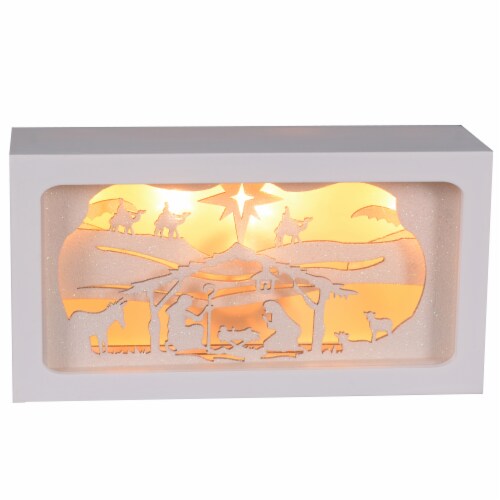 Holiday Home LED Wooden Nativity Scene Cutout Decor - White Perspective: front