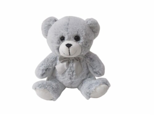 Holiday Home Sitting Teddy Bear Plush - Gray Perspective: front