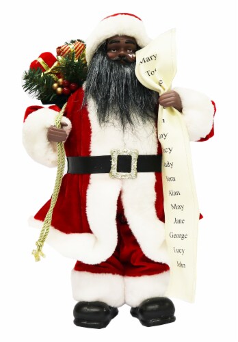 Holiday Home Black African American Santa with List Decor 18 in