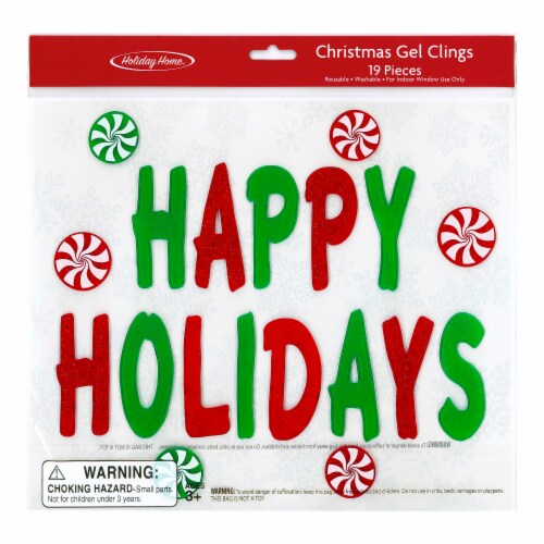 Holiday Home® Happy Holidays Gel Clings Perspective: front