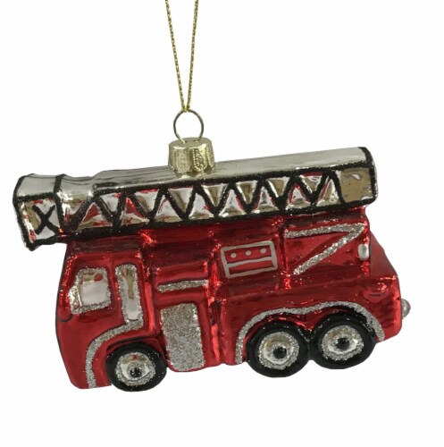 Holiday Home Fire Truck Ornament Perspective: front