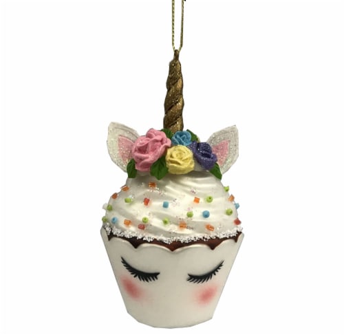 Holiday Home Unicorn Cupcake Ornament Perspective: front