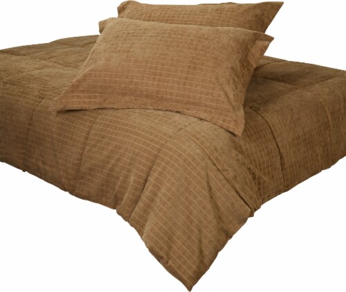 HD Designs Graph Plaid Down Alternative Mini Tan Comforter Set Perspective: front