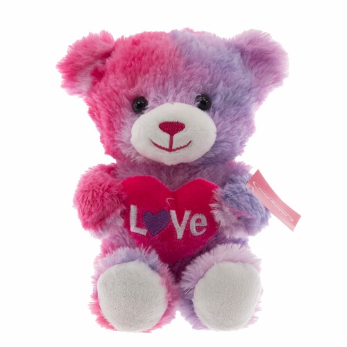 Holiday Home Tie Dye Bear Plush - Pink / Purple Perspective: front
