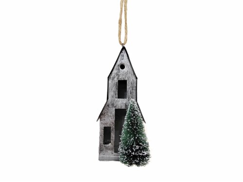 Holiday Home™ Galvanized Barn Christmas Ornament Perspective: front
