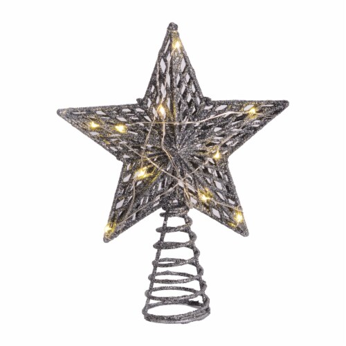 Holiday Home 6.5 In LED Gunmetal Star Tree Topper Perspective: front