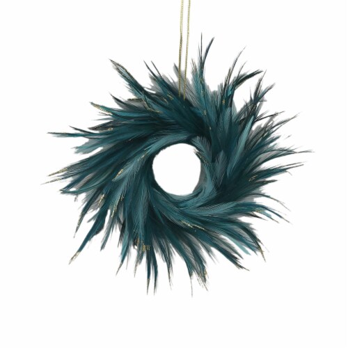Holiday Home Feather Wreath - Blue Perspective: front