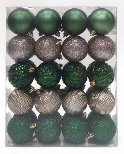 Holiday Home Shatterproof Christmas Ornaments - Green/Champagne Perspective: front