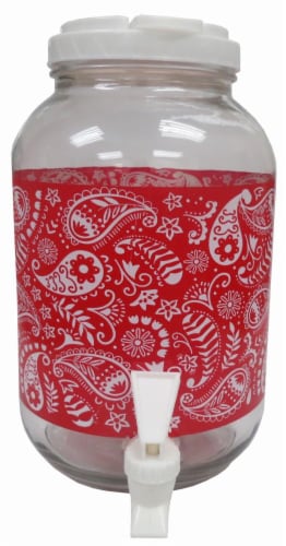 HD Designs Outdoors® Paisley Print Glass Sun Tea Jar - Red Perspective: front