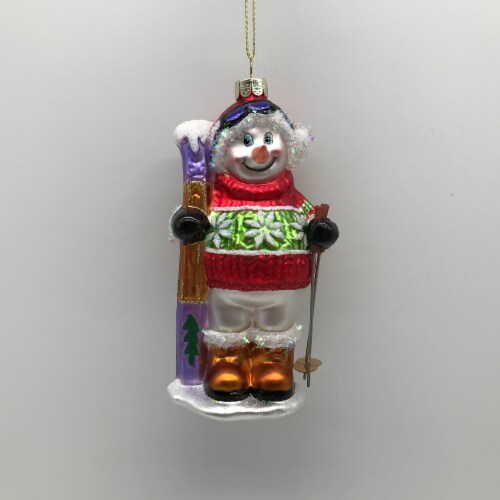 Holiday Home™ Snowman Skier Christmas Ornament Perspective: front